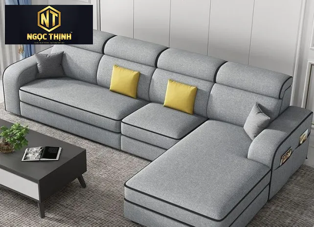 SOFA CHỮ L XÁM SANG XỊN MỊN